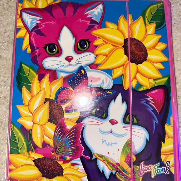 Lisa Frank Sunflower Kittens 3 Ring Binder